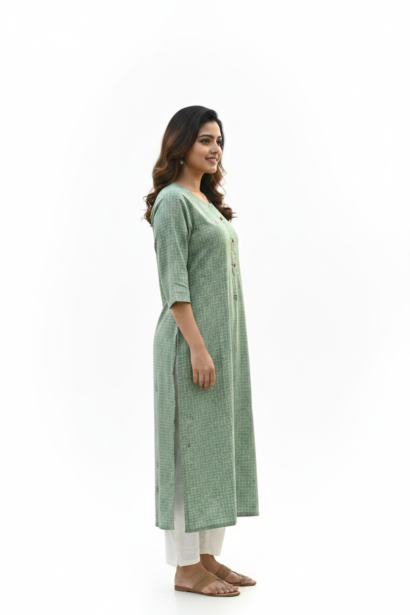 Green Cotton Kurta