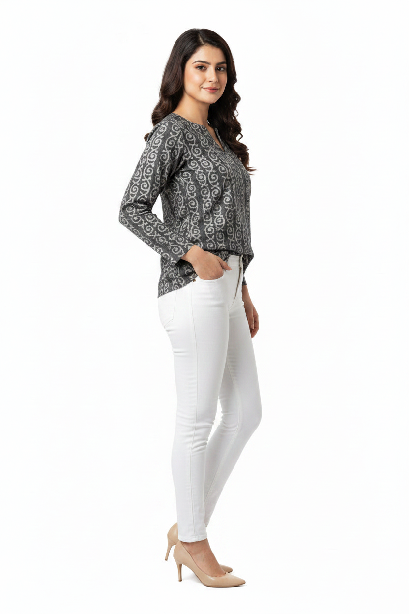Grey Cotton Short Kurti