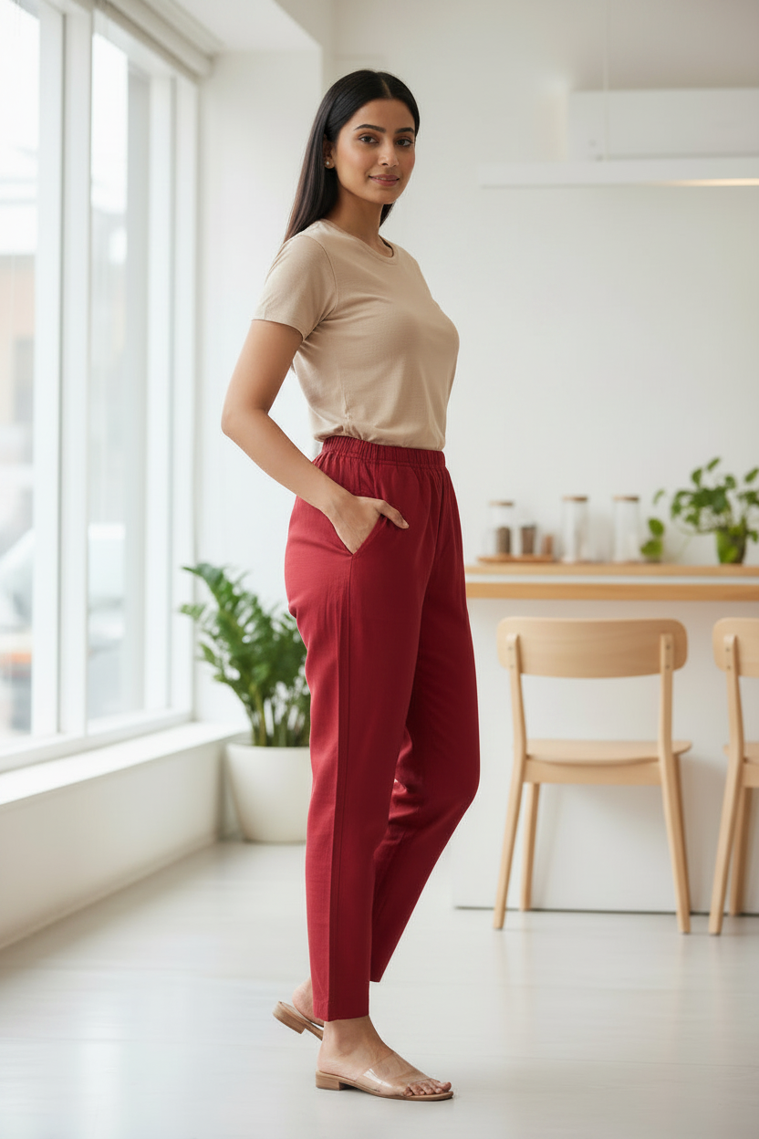 Red Rayon Pants