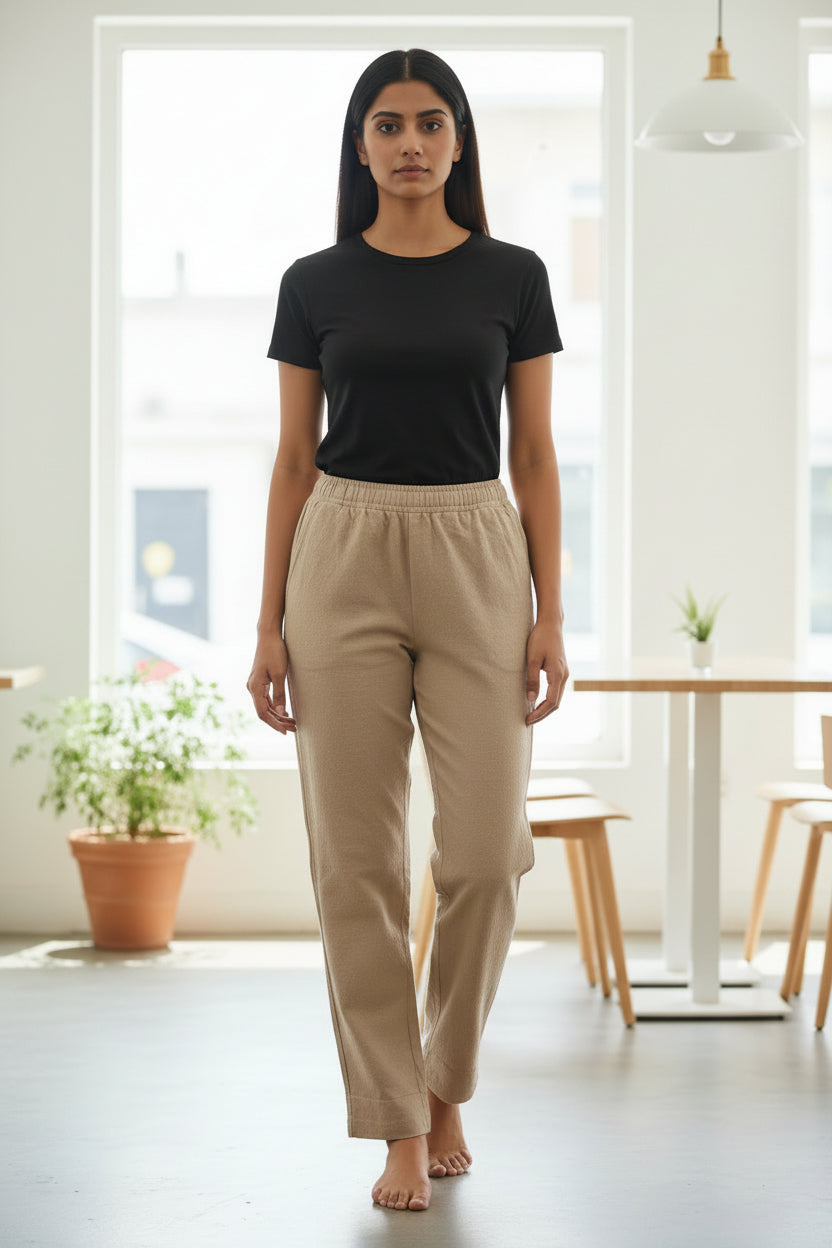 A pair of beige corduroy pants