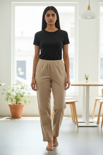 A pair of beige corduroy pants