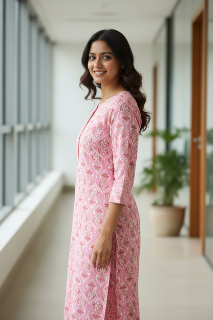 Pink Cotton Kurti