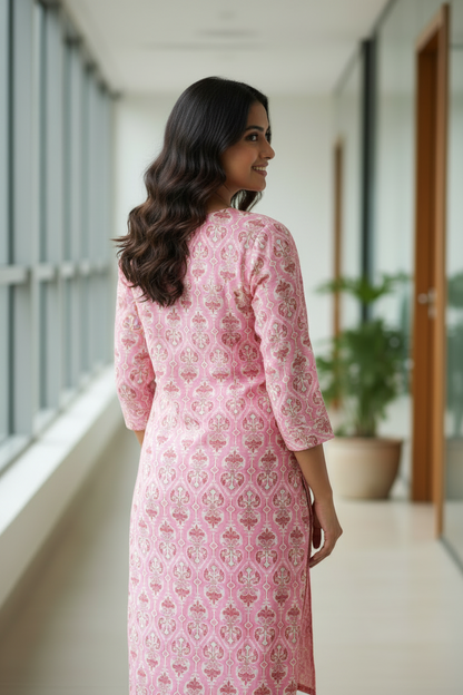 Pink Cotton Kurti