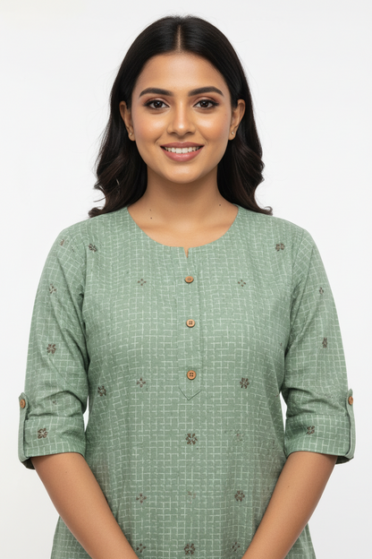 Green Cotton Kurti