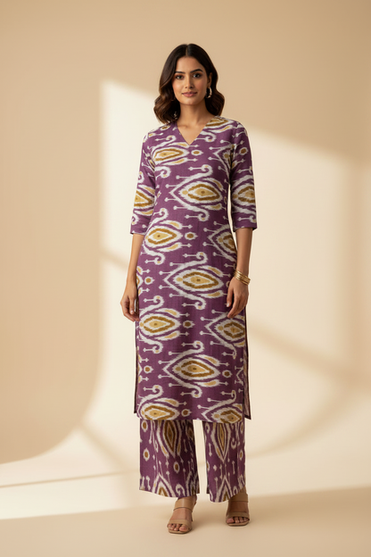 Purple Cotton Coord Set