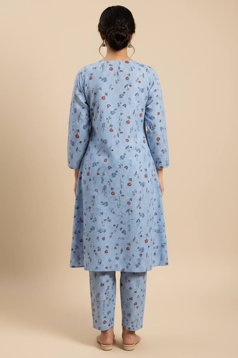 Blue Cotton Coord Set