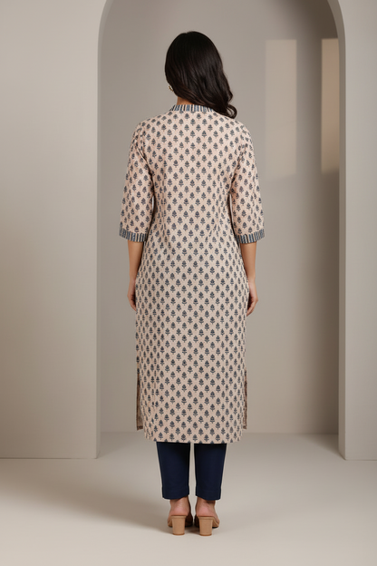 Beige Cotton Kurti