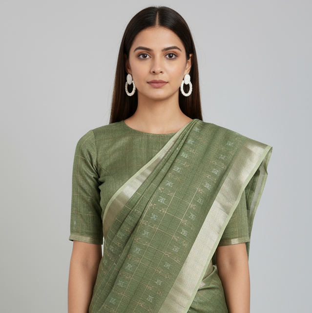 Linen Printed Checked Pattern