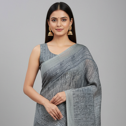 Linen Saree Print