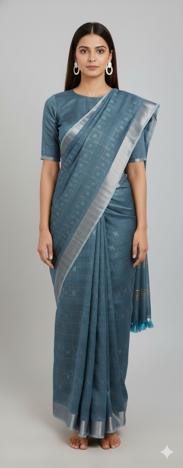 Linen Printed Checked Pattern