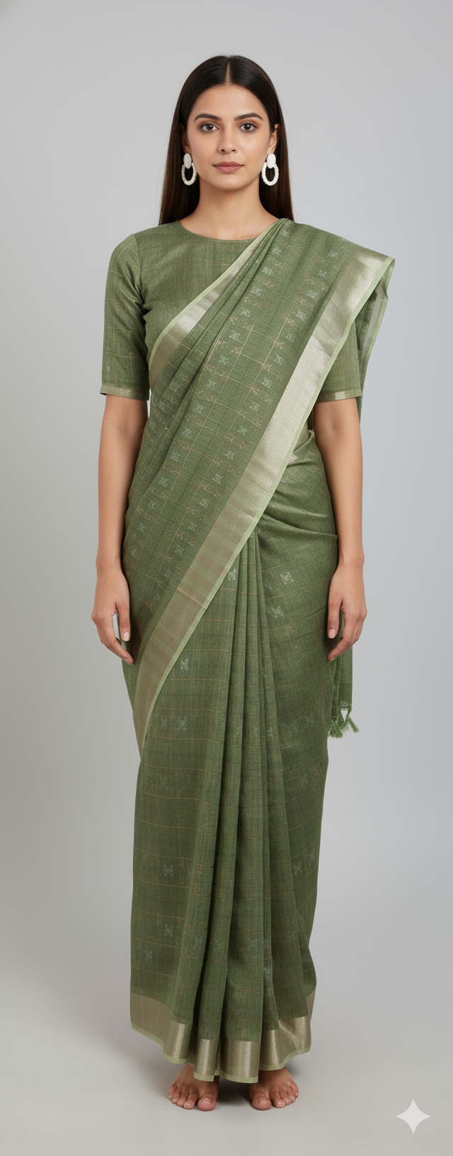 Linen Printed Checked Pattern