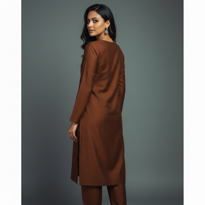 Brown - Raw Silk Coord Set