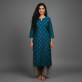 Blue Raw Silk Co-Ord Set for office wear