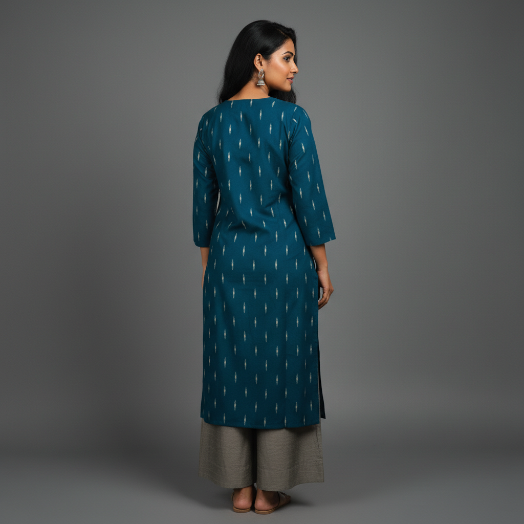 Blue Raw Silk Co-Ord Set for office wear