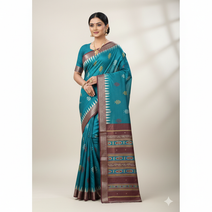 Pure Handloom Jari Tussar Silk Saree with Zari Border