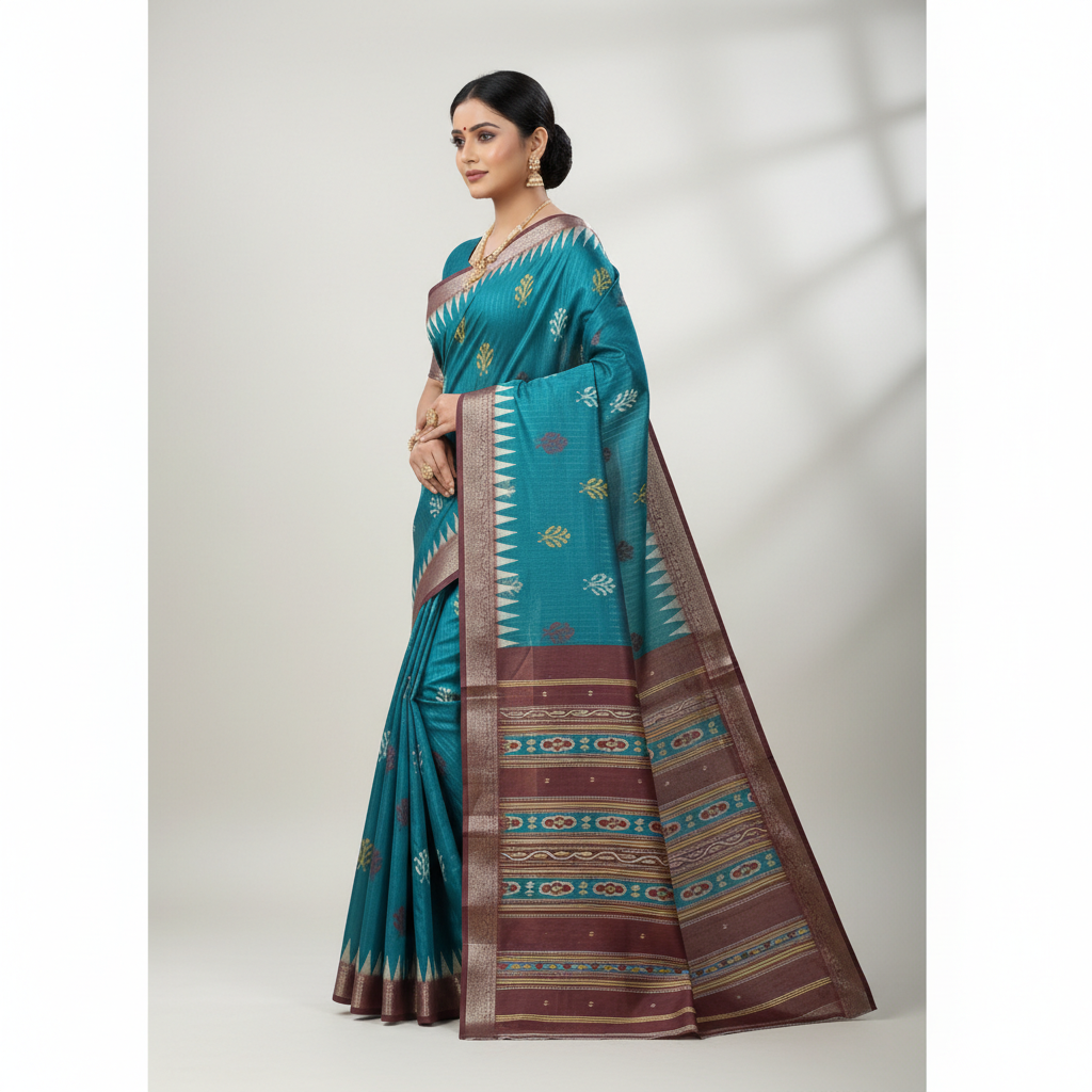 Handloom Jari Tussar Silk Saree with Zari Border
