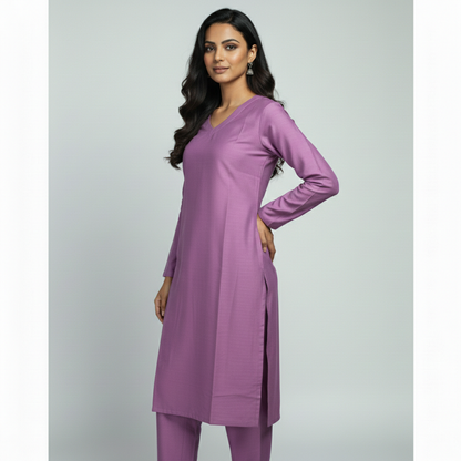 Purple Raw Silk Coord Set