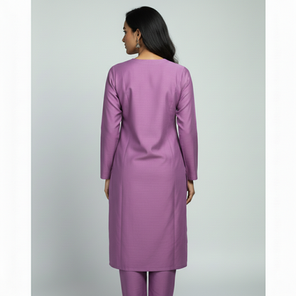 Purple Raw Silk Coord Set