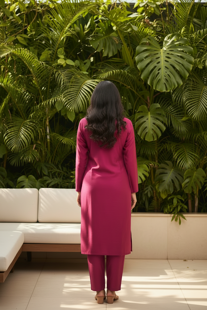 Dark Pink - Raw Silk Coord Set