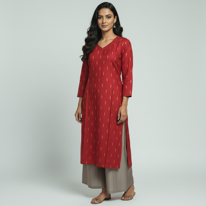Maroon Raw Silk Coord Set