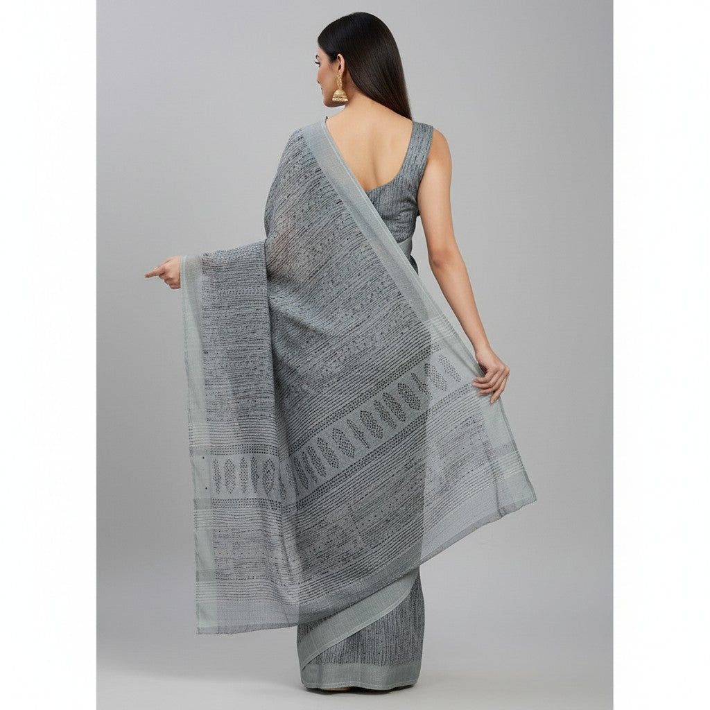 Printed Linen Saree – Elegant ethnic wear Online sale