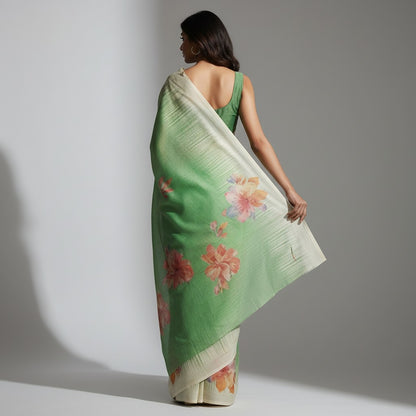 Handwoven Tissue Ikkat Saree with Floral Print