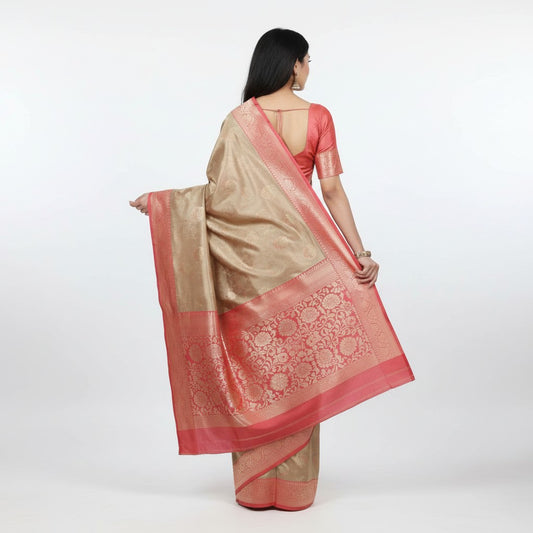Shimmering Silver Art Silk Saree – Fancy Ethnic Wear for Women