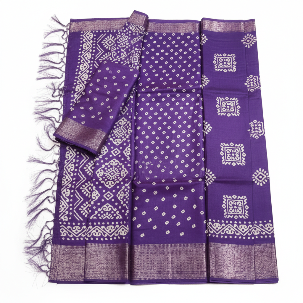 Handloom Soft Tussar Silk Saree in Midnight Blue with Zari Border