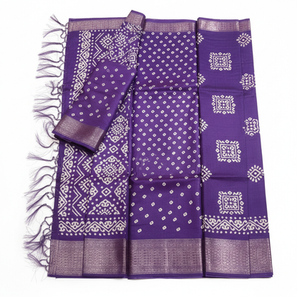 Handloom Soft Tussar Silk Saree in Midnight Blue with Zari Border
