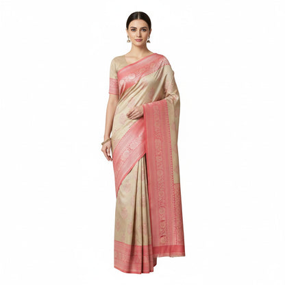 Shimmering Silver Art Silk Saree – Fancy Ethnic Wear for Women