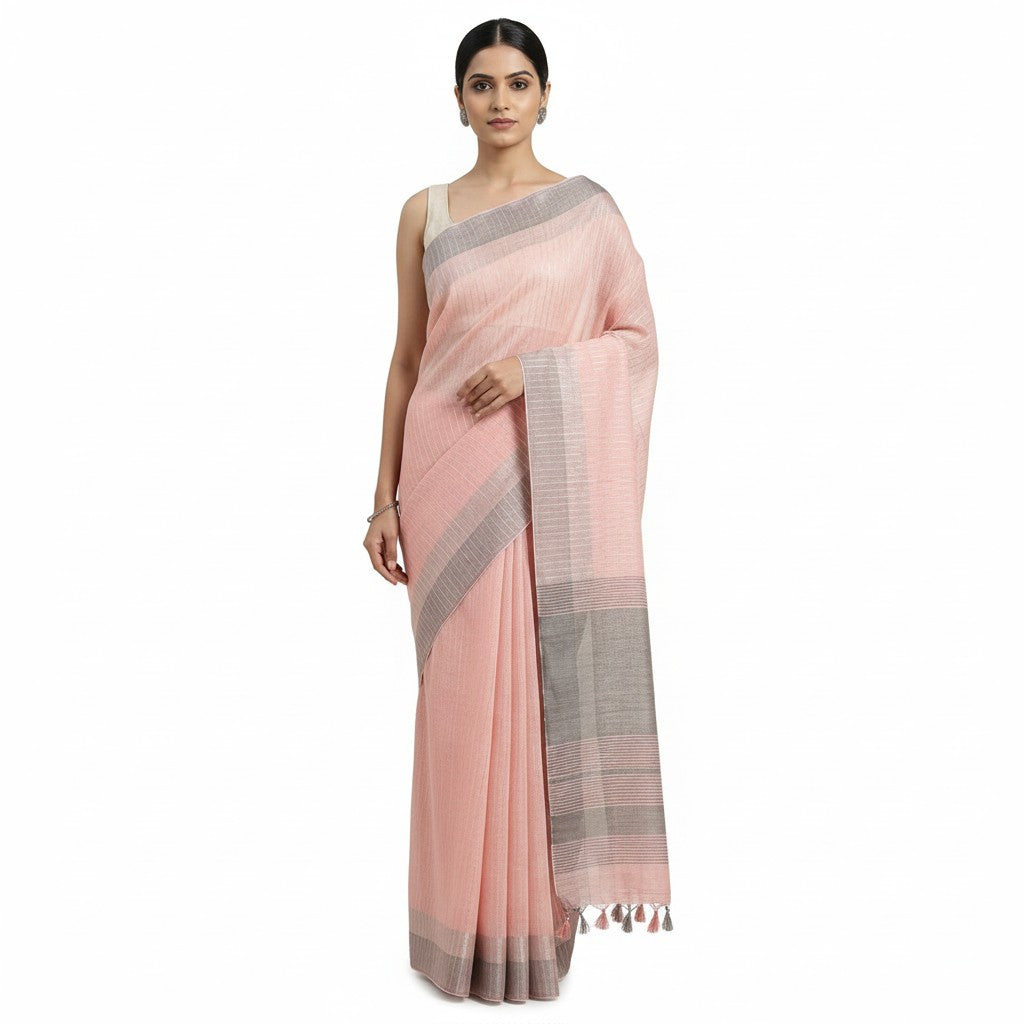Pure Linen Saree for Women – Handwoven Everyday Comfort, Made in India