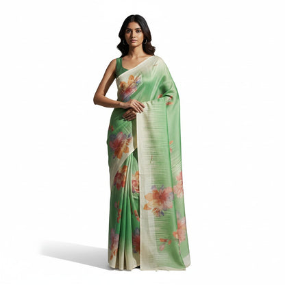 Handwoven Tissue Ikkat Saree with Floral Print